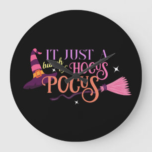 Grande Horloge Ronde Pastel Witch Hocus Pocus Halloween Casquette Broom