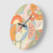 Grande Horloge Ronde Pastèque d'été Citrus : Patte géométrique Abstrait (Angle)