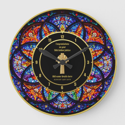 Grande Horloge Ronde Pasteur Priest Cabinet Anniversary Stained Glass (Recto)
