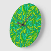 Grande Horloge Ronde Patchwork de Leaves (Angle)