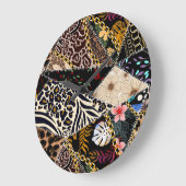 Grande Horloge Ronde Patchwork Leopard : Ethnic Lining Design. (Angle)