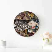 Grande Horloge Ronde Patchwork Leopard : Ethnic Lining Design. (Maison)