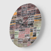 Grande Horloge Ronde Patchwork Quilt Collage Impression transparente. (Angle)
