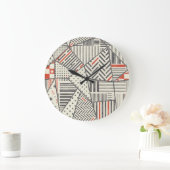 Grande Horloge Ronde Patchwork rétro : Conception géométrique Abstraite (Maison)