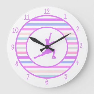 Grande Horloge Ronde Patinage artistique horizontal de rayure dans des