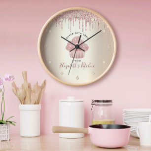 Grande Horloge Ronde Pâtissier Boulangerie Cupcake Dégoulinades de Pail