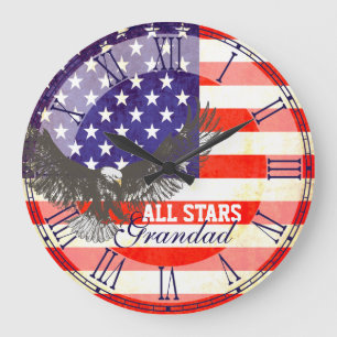Grande Horloge Ronde Patriotic American flag eagle grandad clock
