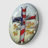 Grande Horloge Ronde Patriotic Cross fun wall clock (Angle)