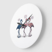 Grande Horloge Ronde Patriotic Flamingo Trio Vintage Engraving Design_1 (Angle)