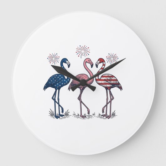 Grande Horloge Ronde Patriotic Flamingo Trio Vintage Engraving Design_1 (Recto)