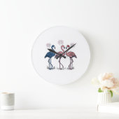 Grande Horloge Ronde Patriotic Flamingo Trio Vintage Engraving Design_1 (Maison)