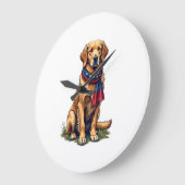Grande Horloge Ronde Patriotic Hunting Golden Retriever Vintage Tee 4 (Angle)