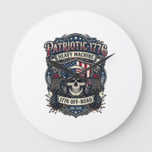 Grande Horloge Ronde Patriotique 1776 Hors Route Crâne Monster Truck Lo