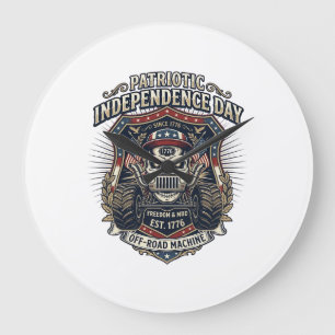 Grande Horloge Ronde Patriotique 1776 Hors Route Crâne Monster Truck Lo