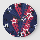 Grande Horloge Ronde Patriotique 4 juillet Étoiles Rouge Blanc Et Bleu (Recto)
