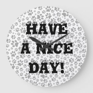 Grande Horloge Ronde Patrouilles de chien noir et blanc Polka Poot gran