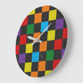 Grande Horloge Ronde Pattered Trendy Rainbow LGBTQ monogram (Angle)
