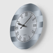 Grande Horloge Ronde Patteries de Blue Gray Stripes (Angle)