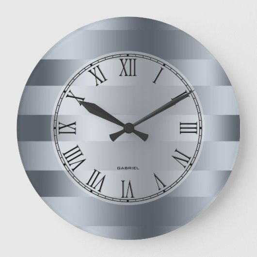 Grande Horloge Ronde Patteries de Blue Gray Stripes (Recto)