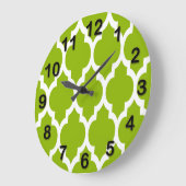 Grande Horloge Ronde Pattern Apple Green White Moroccan Quatrefoil (Angle)