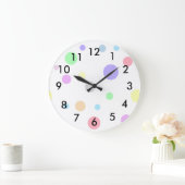 Grande Horloge Ronde Pattern de Pastel Polka (Maison)