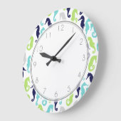 Grande Horloge Ronde Pattern de Sea Horses (Angle)