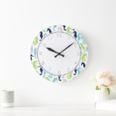 Grande Horloge Ronde Pattern de Sea Horses (Maison)