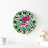 Grande Horloge Ronde Pattern et Pink Flamingo (Maison)
