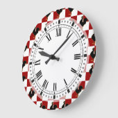Grande Horloge Ronde Pattern rouge et noir (Angle)