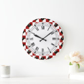 Grande Horloge Ronde Pattern rouge et noir (Maison)