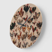 Grande Horloge Ronde Patterns de Vintage Poultry   (Angle)