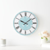 Grande Horloge Ronde Patters bleus et blancs (Maison)