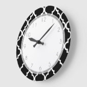 Grande Horloge Ronde Patters de Black and White Quatrefoil (Angle)