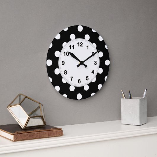 Grande Horloge Ronde Patters de Black White Large (Bureau)