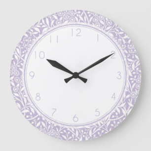 Grande Horloge Ronde Patters de Lilac Floral Damask
