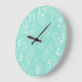 Grande Horloge Ronde Patters de Mint Green et White Pineapple (Angle)
