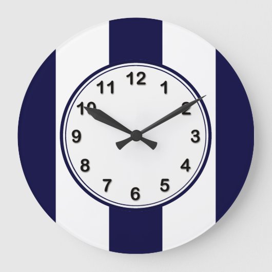 Grande Horloge Ronde Patters de Navy Blue and White Extra Large Stripe (Recto)