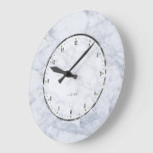 Grande Horloge Ronde Patters de White & Gray Marble Stone (Angle)