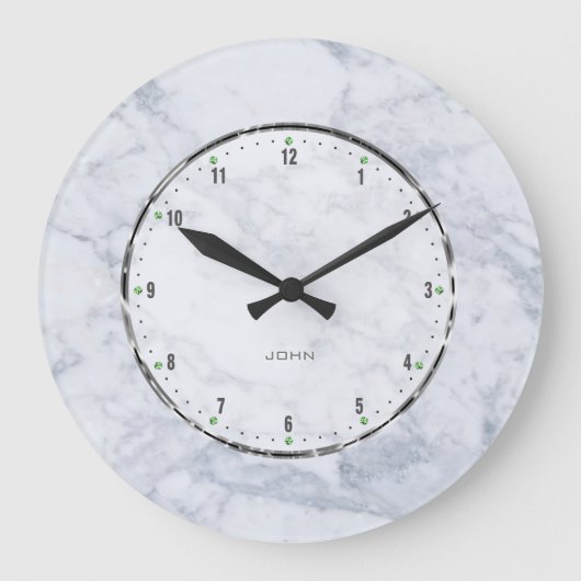 Grande Horloge Ronde Patters de White & Gray Marble Stone (Recto)