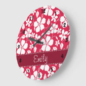Grande Horloge Ronde Patters floraux tropicaux (Angle)
