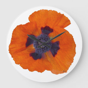 Grande Horloge Ronde Pavot orange écarlate 1