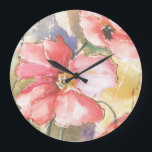 Grande Horloge Ronde Pavots mous I<br><div class="desc">Pavots mous I par Leticia Herrera</div>