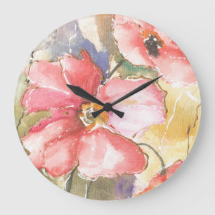 Grande Horloge Ronde Pavots mous I