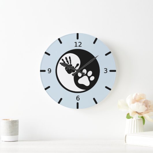 Grande Horloge Ronde Paw Hand Yin Yang (Maison)