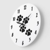 Grande Horloge Ronde Paw Prints pour les animaux (Angle)
