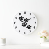 Grande Horloge Ronde Paw Prints pour les animaux (Maison)
