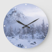 Grande Horloge Ronde Pays merveilleux d'hiver, brouillard, forêt d'épin (Recto)