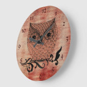 Grande Horloge Ronde Pays Whimsical de Barn Owl (Angle)