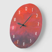 Grande Horloge Ronde Paysage Abstrait violet et rouge vif (Angle)