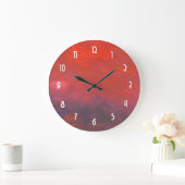 Grande Horloge Ronde Paysage Abstrait violet et rouge vif (Maison)